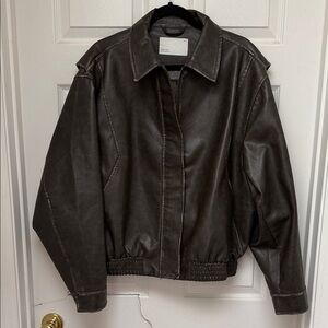 OAK + FORT VINTAGE INSPIRED VEGAN LEATHER BOMBER JACKET